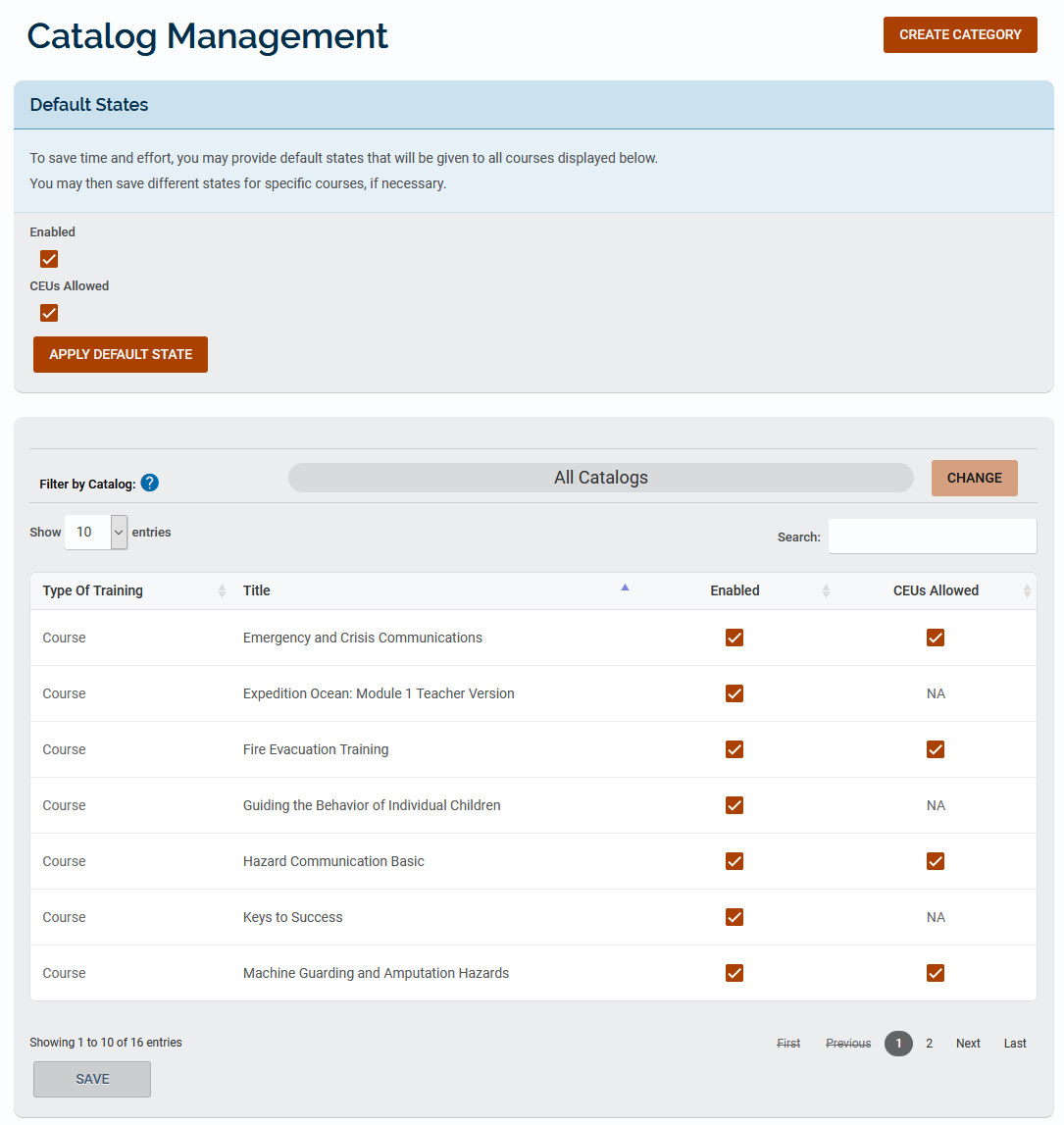 Catalog management